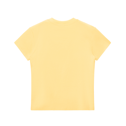 Crewneck t-shirt in light yellow, plain back view