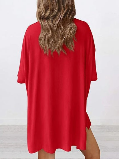 Oversized Round Neck T-Shirt and Shorts Set Plus Size
