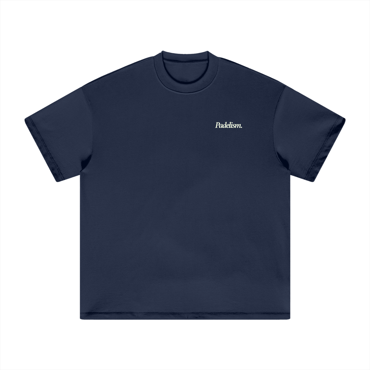 Heavyweight navy T-shirt with small 'Padelism.' logo on chest