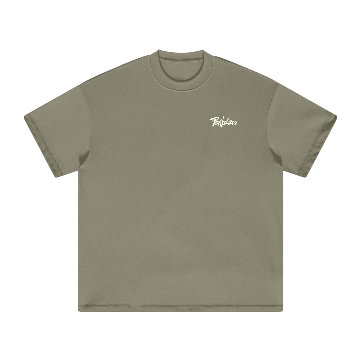 Oat gray heavyweight T-shirt with small chest script logo