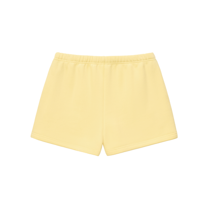 Yellow core shorts with elastic waistband and drawstring