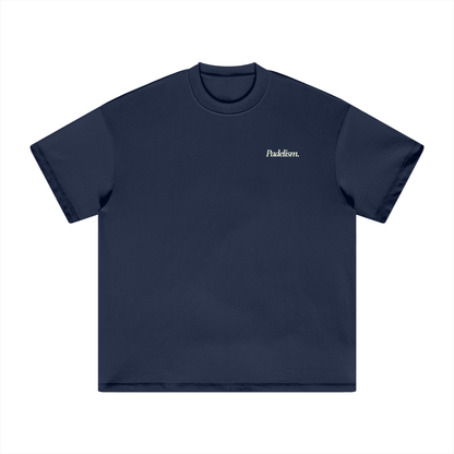 Navy heavyweight T-shirt with small chest logo, crew neck, Padelism.