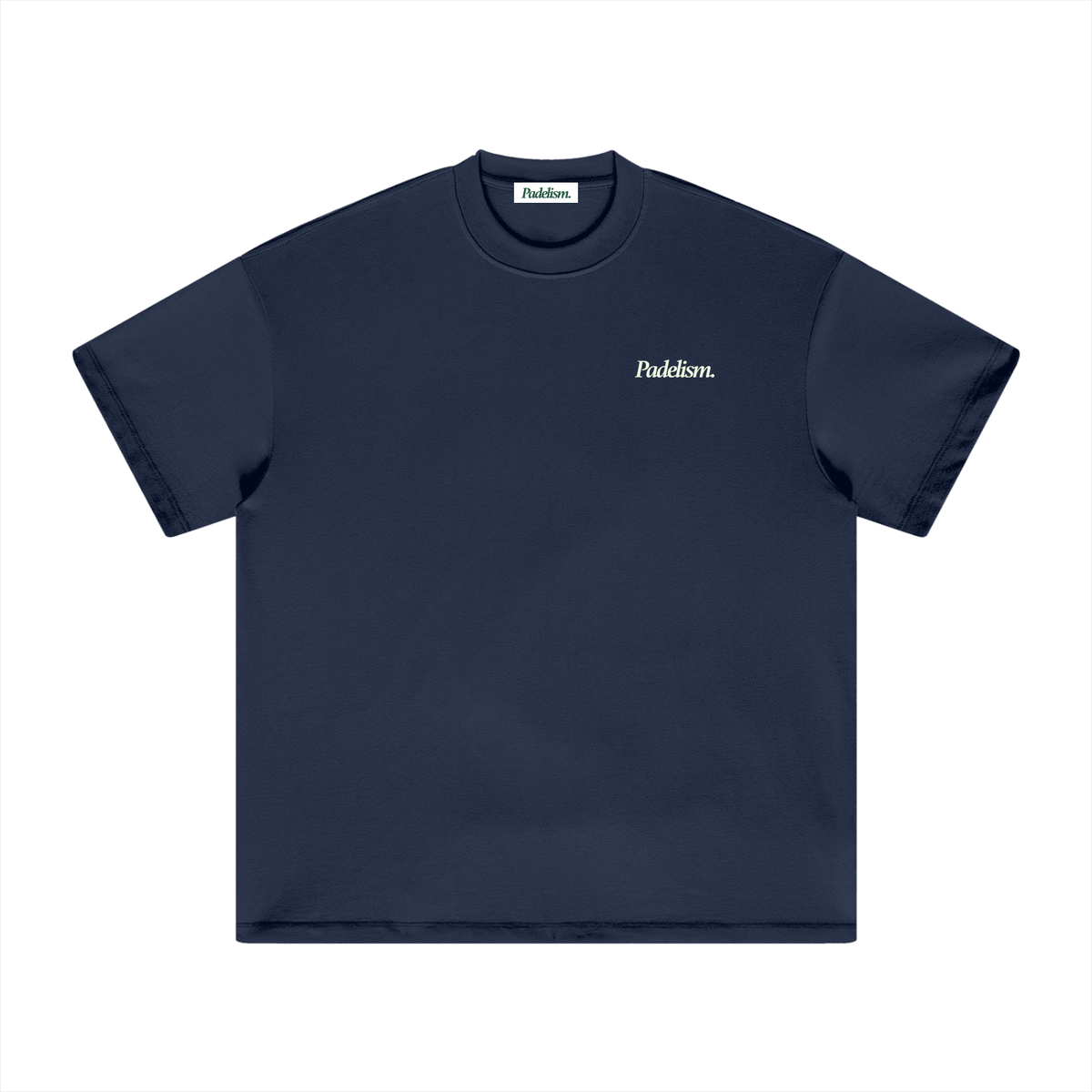 Heavyweight T-shirt, navy blue, crew neck, small chest logo