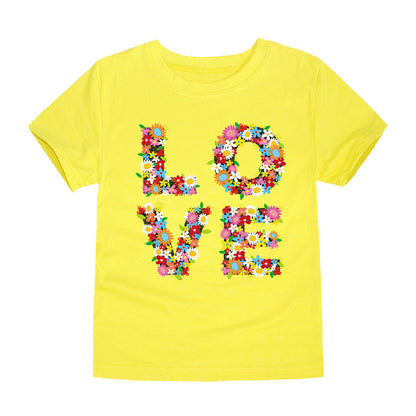 Children’s Cartoon Print Cotton Crew-Neck T-Shirt