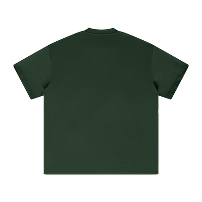 Heavyweight T-shirt, dark green, crew neck; plain back