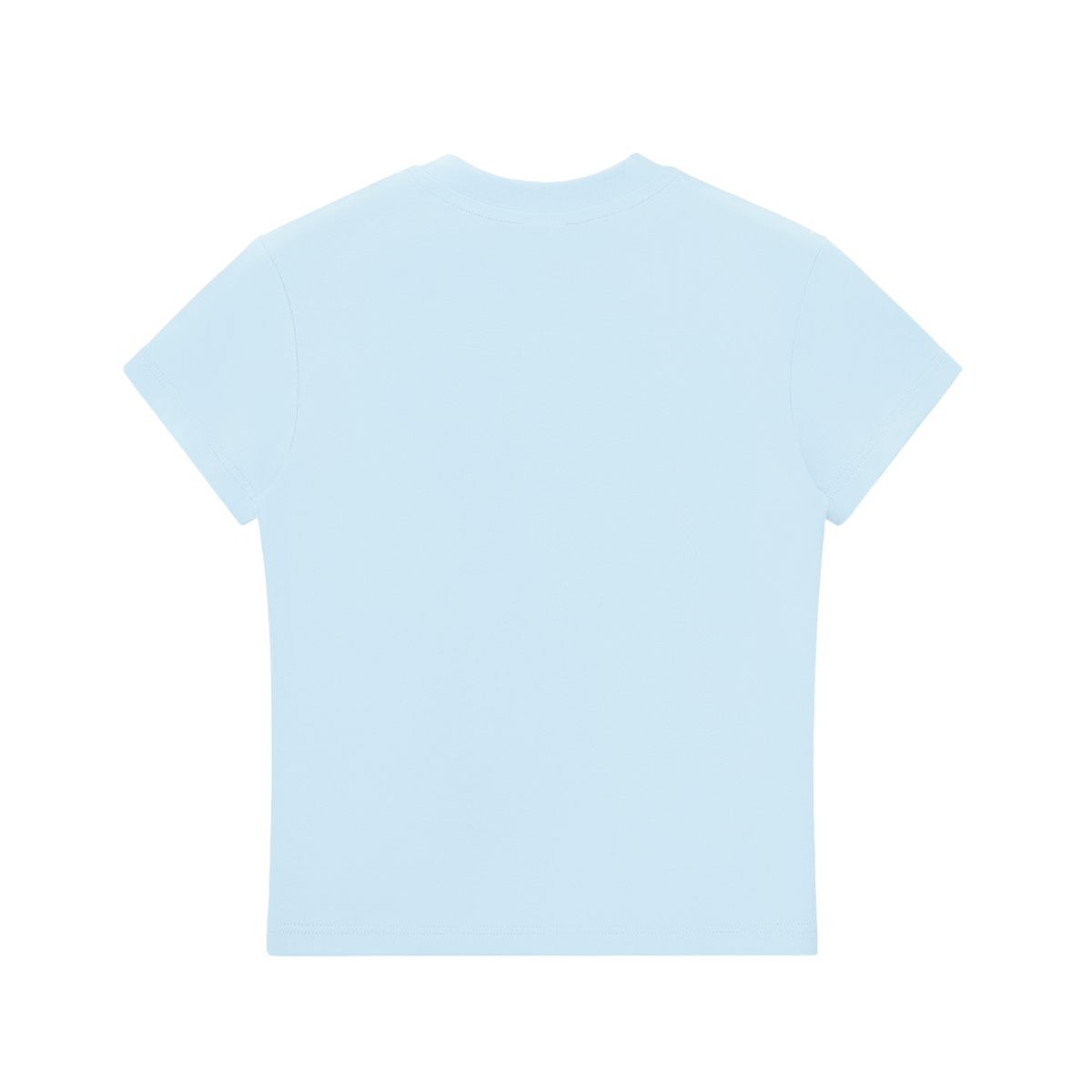 Light blue crewneck T-shirt, plain back view