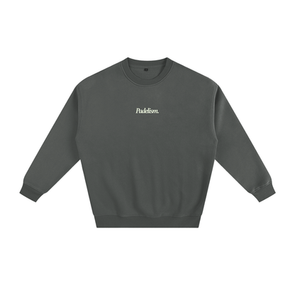 Dark gray heavyweight padel sweatshirt with small chest logo and crew neckline