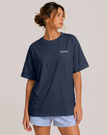 Heavyweight crew-neck T-shirt in navy with small chest logo print