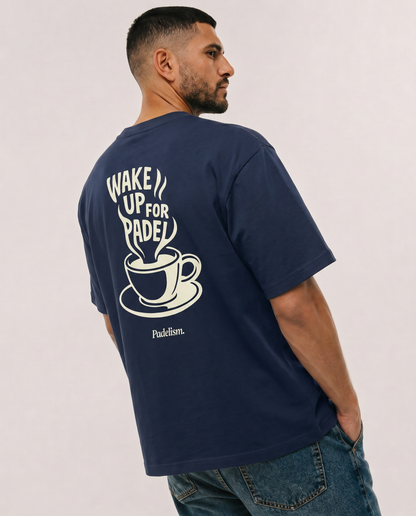 Heavyweight crew-neck T-shirt in navy with large back graphic print