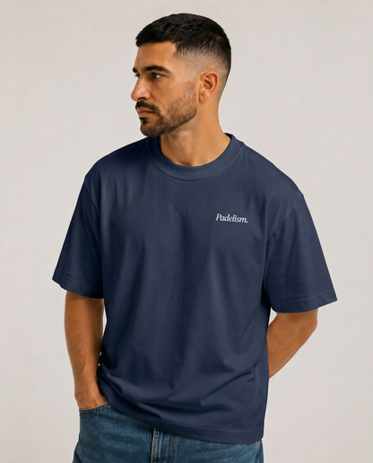 Heavyweight crew-neck T-shirt in navy with small chest logo print
