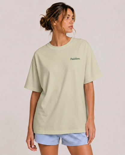 Heavyweight crew-neck T-shirt in light green, small chest logo print