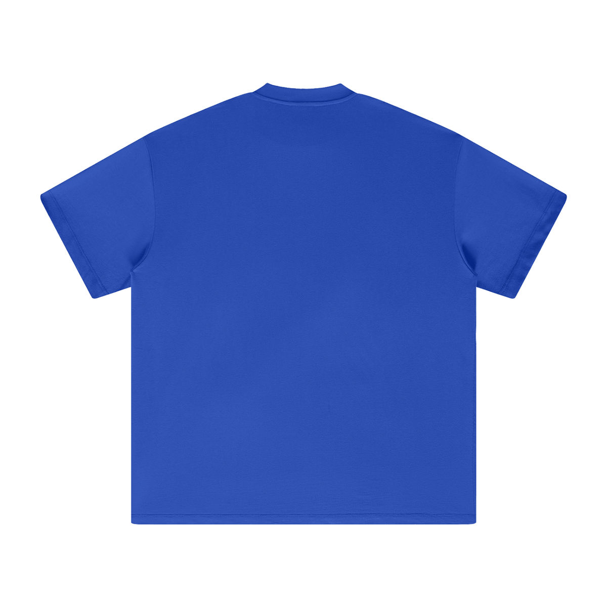 Royal blue heavyweight T-shirt back view with crew neck, short sleeves