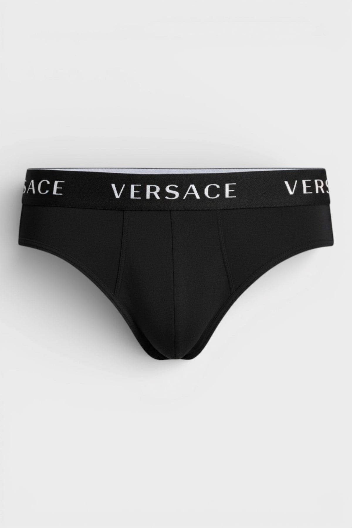 Low-rise slip underwear in black with VERSACE logo waistband