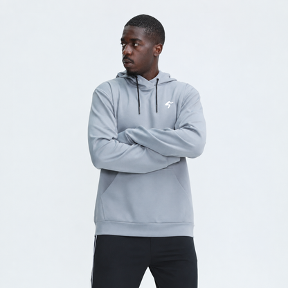Grey hoodie chest-logo preview