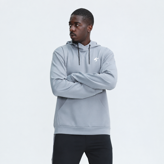 Grey hoodie chest-logo preview