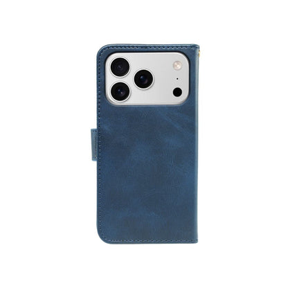 Leather-look wallet case for iPhone in blue, slim folio with camera cutout on back