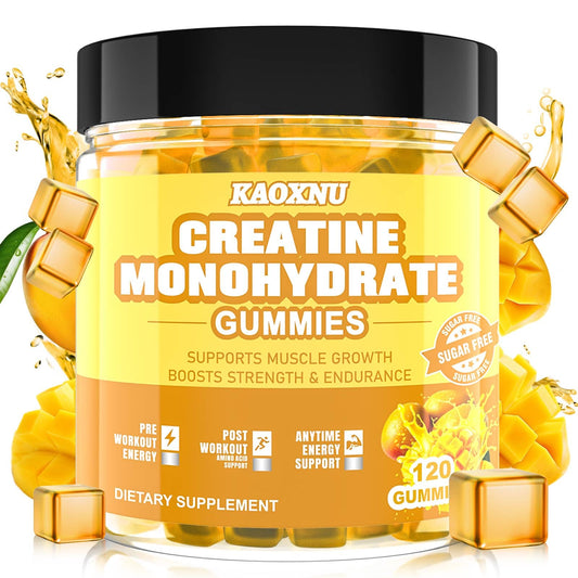 KAOXNU Creatine Monohydrate Gummies – 2 Pack, 120 Count, Sugar Free, 5.6g per Serving