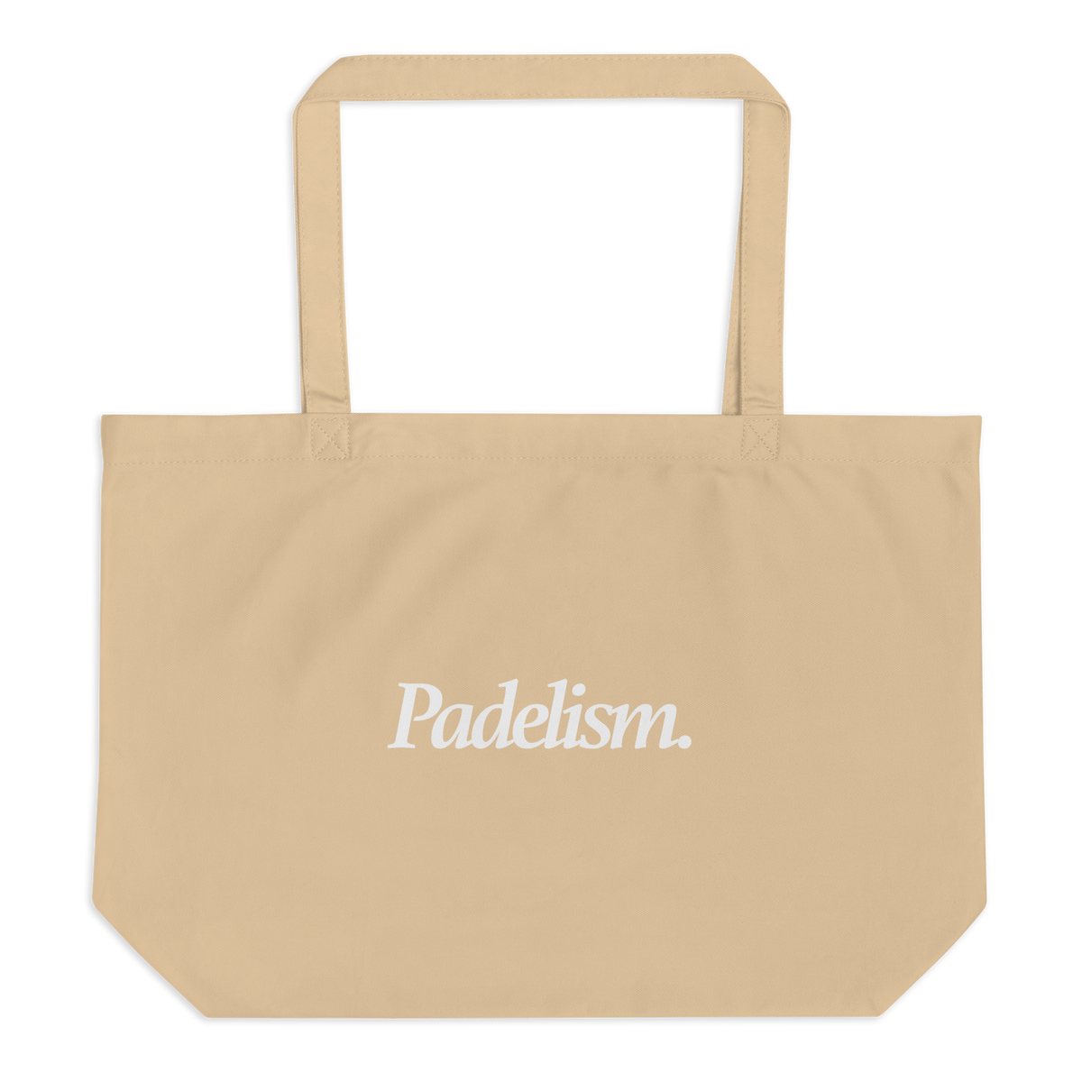 Large organic tote bag, oyster with two handles and Padelism logo