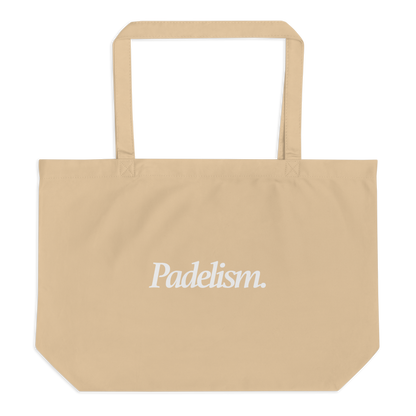 Large organic tote bag, oyster with two handles and Padelism logo
