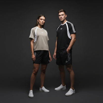 Contrast Stripes Panel Mesh T-Shirt