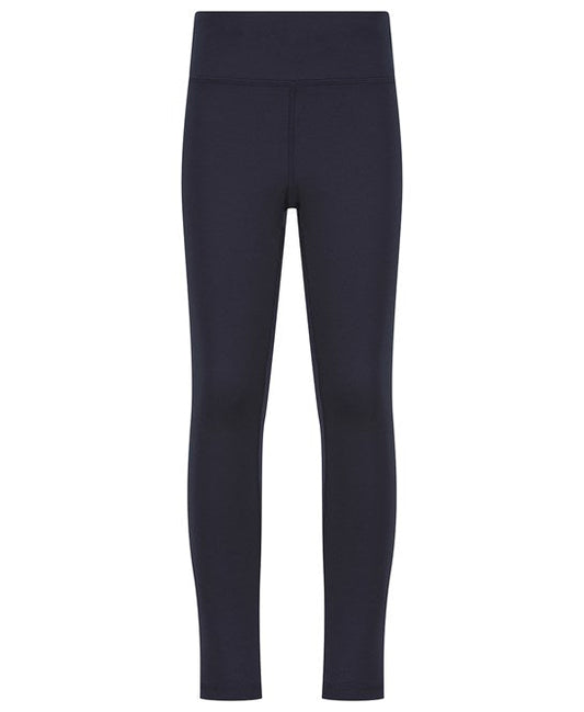 Kids stretch leggings in navy with elastic waistband and full-length slim fit.