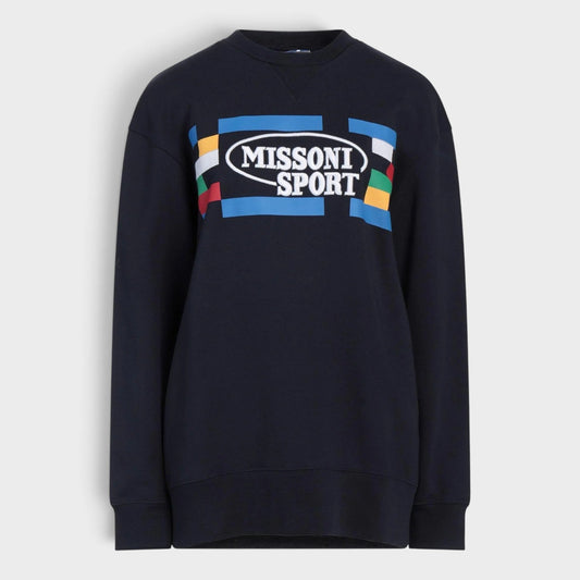 Navy sweatshirt with multicolour MISSONI SPORT logo on the front