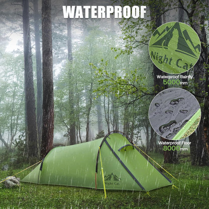 Night Cat 2 Person Ultralight Tunnel Tent – 2.1kg Waterproof