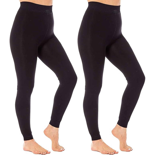 Pack of 2 Womens Ultra Thermal Brushed Black Leggings