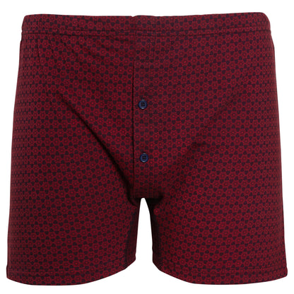 Men's Jersey Boxer Shorts Pack Of 6, Classic Fit Underwear With Printed Design, Button Fly, Elastic Waistband