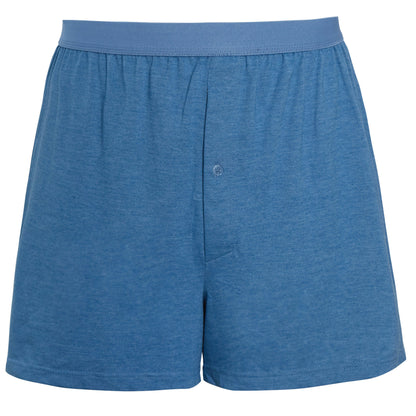 Men's Boxer Shorts Pack Of 6 Loose Fit Cotton-Blend Jersey With Button Fly And Elastic Waistband For All-Day Comfort And Breathability