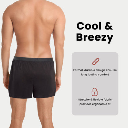 Men's Boxer Shorts Pack Of 6 Loose Fit Cotton-Blend Jersey With Button Fly And Elastic Waistband For All-Day Comfort And Breathability