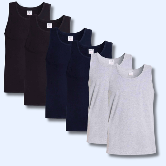 Pack of 6 Men's Cotton Blend Gym Muscle Vests