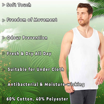 Pack of 6 Men's Cotton Blend Gym Muscle Vests