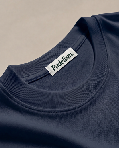 Heavyweight navy crew-neck T-shirt with Padelism label at collar
