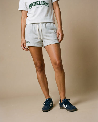 Padelism core shorts, light gray with drawstring waist and side pockets