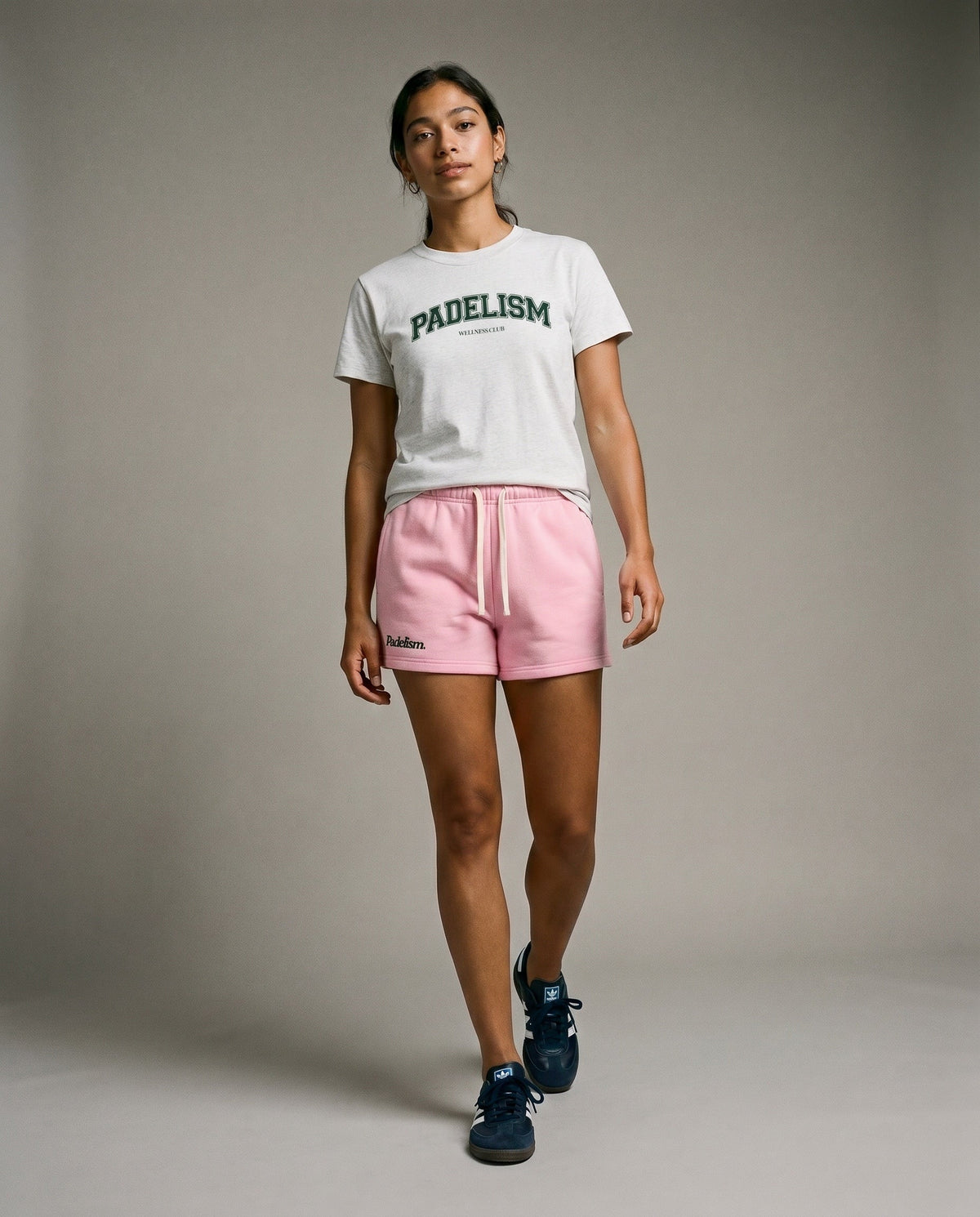Pink Padelism core shorts with elastic waistband and drawstring