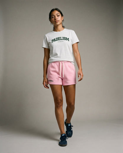 Pink Padelism core shorts with elastic waistband and drawstring