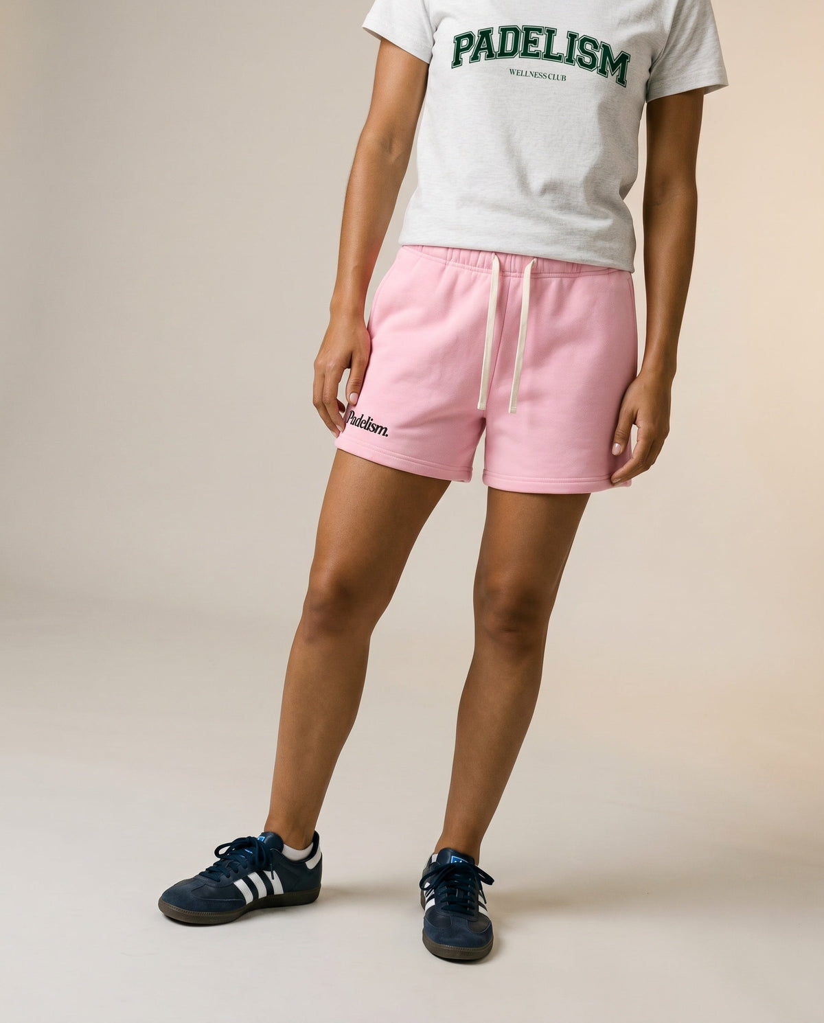 Padelism core shorts, pink with drawstring waist and side pockets