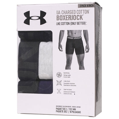 Under Armour 6" Charged Cotton 3 Pack Boxerjocks
