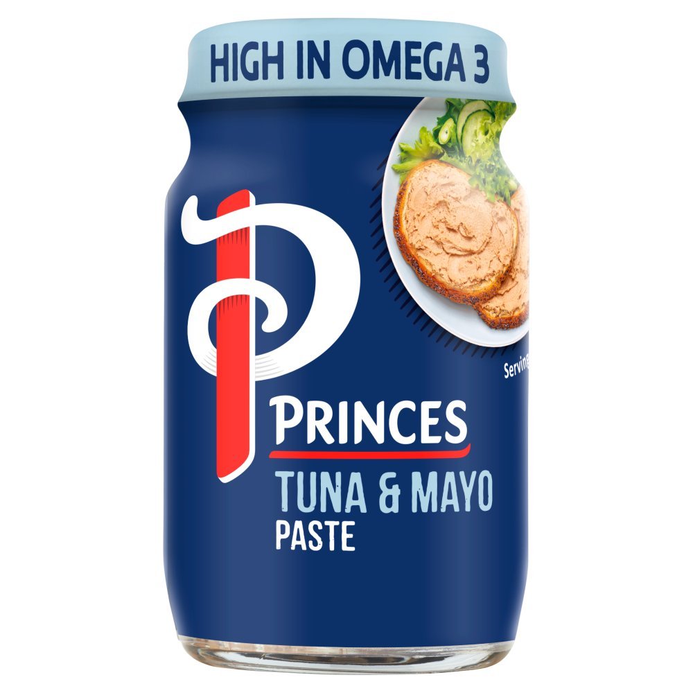 Princes Tuna & Mayo Paste jar, blue label with fish and mayo graphics