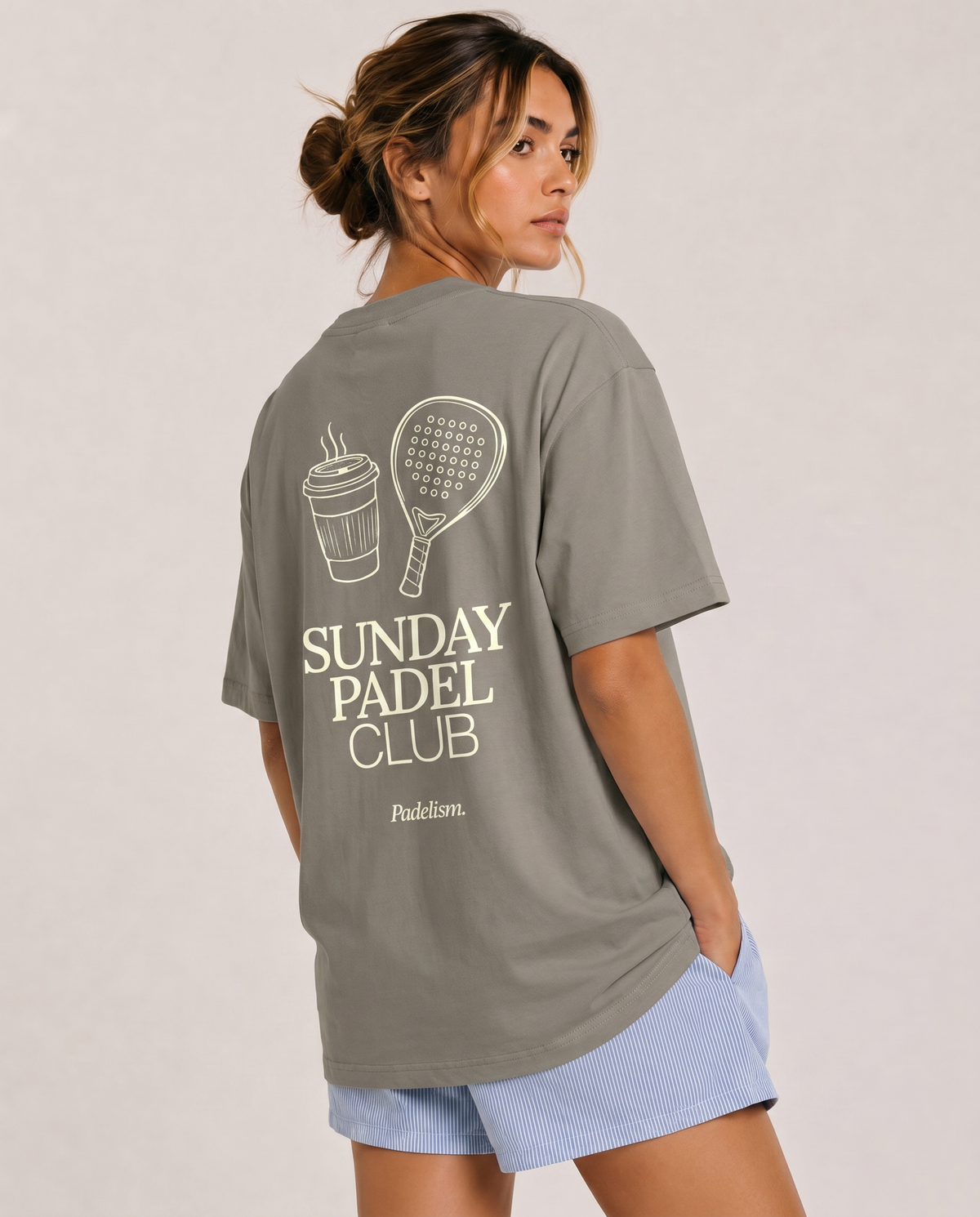 Gray heavyweight T-shirt with crew neck and large back graphic print