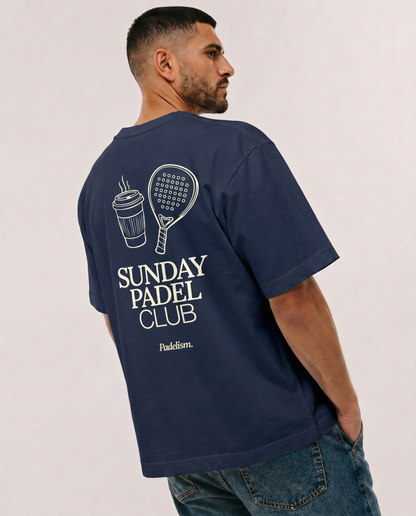 Navy heavyweight T-shirt with large back club graphic and crew neck