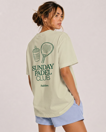 Sage green heavyweight T-shirt with large back club graphic and crew neck