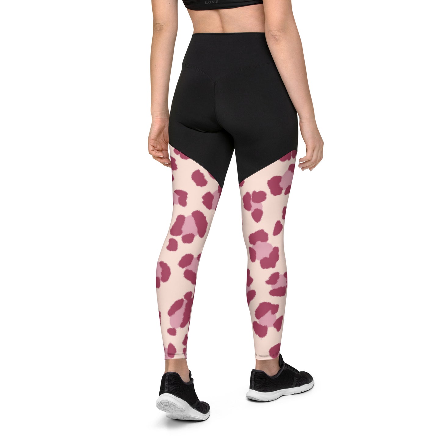 The Gymbum UK QuickDry Peach Leopard Print Sports Leggings - High-Waisted Workout Leggings