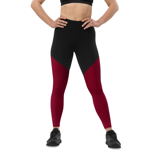 The Gymbum UK QuickDry Burgundy Sports Leggings - High-Waisted Workout Leggings