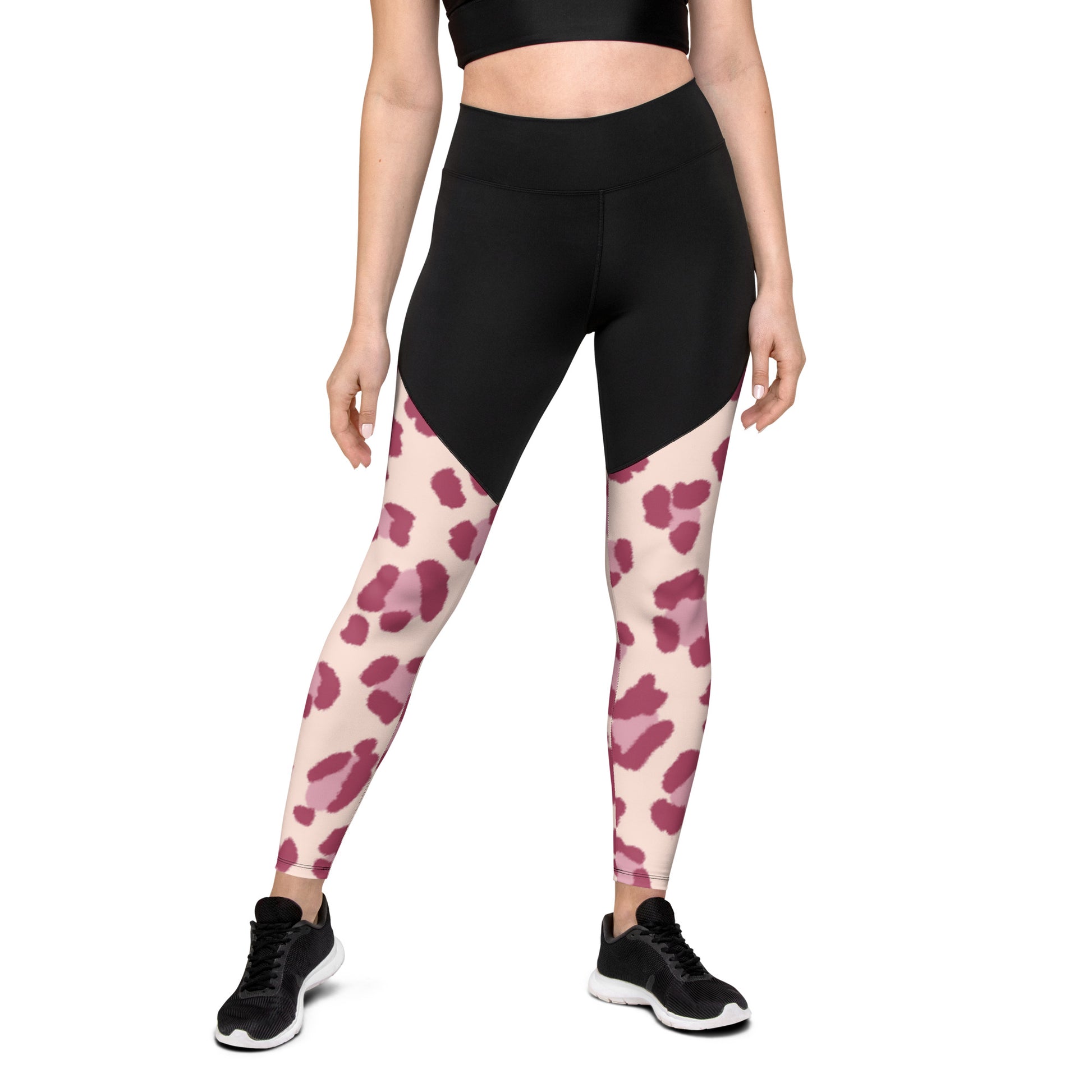 The Gymbum UK QuickDry Peach Leopard Print Sports Leggings - High-Waisted Workout Leggings