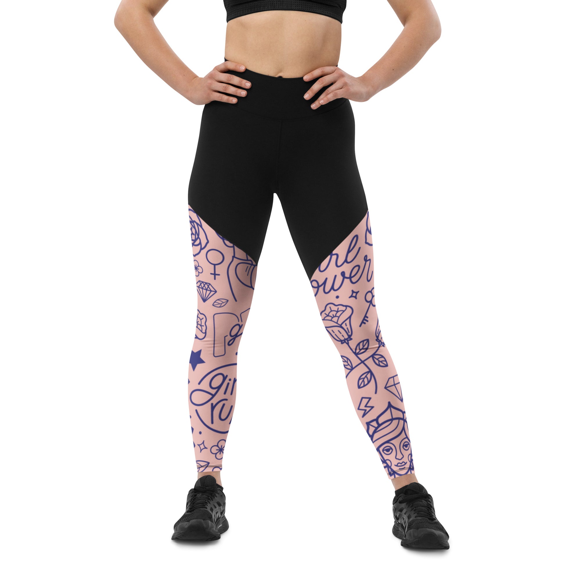 The Gymbum UK QuickDry Girl Power Sports Leggings - High-Waisted Workout Leggings