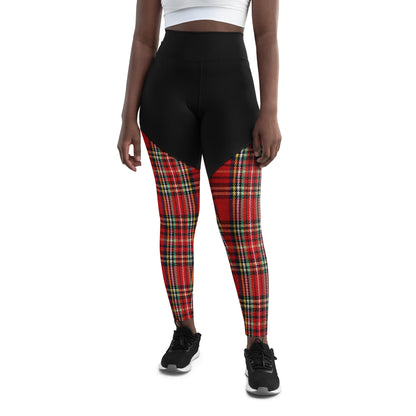 The GymBumUK QuickDry Red Tartan Sports Leggings