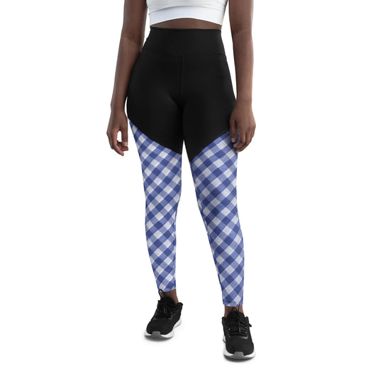 The GymBumUK QuickDry Blue Plaid Sports Leggings