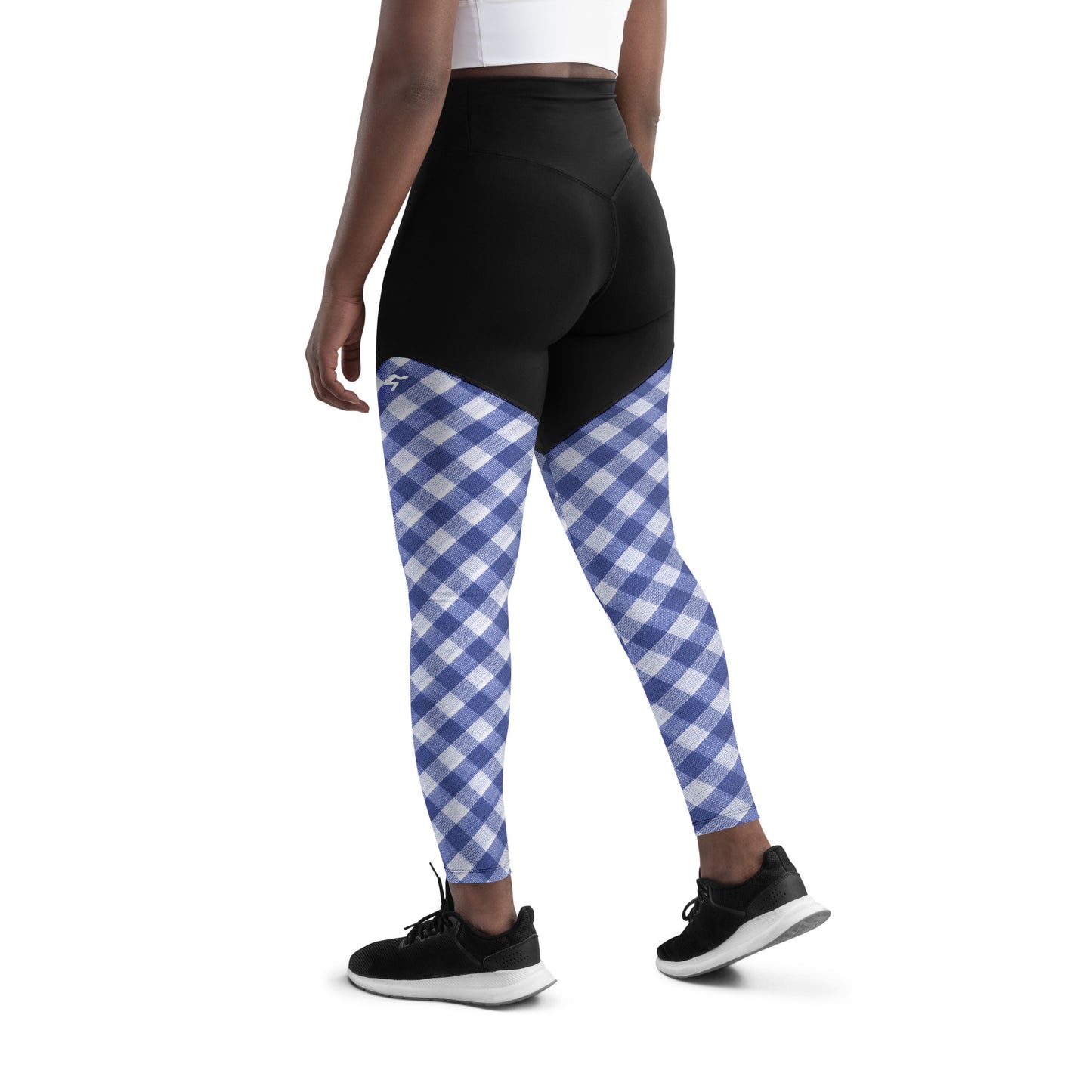 The GymBumUK QuickDry Blue Plaid Sports Leggings